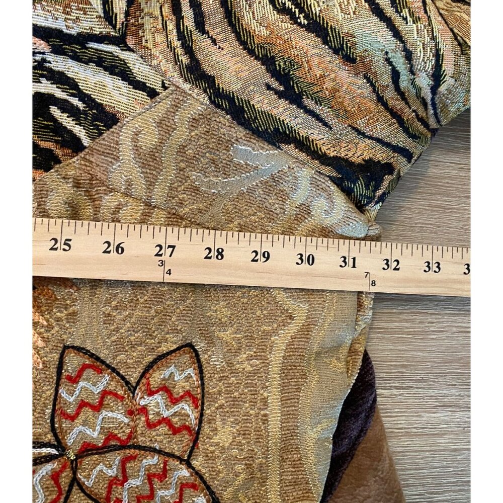 Alex Kim Jacket Tapestry Patchwork Mix Media Leaves Mulitcolor 5X Boho Eclectic - Picture 14 of 15
